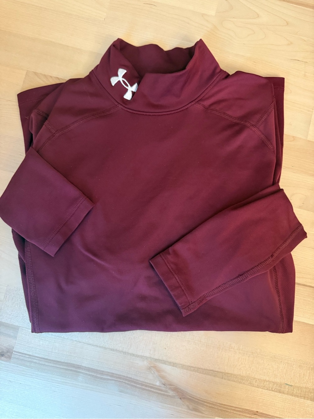 Under Armour Burgundy Mock Neck Long Sleeve Performance Top